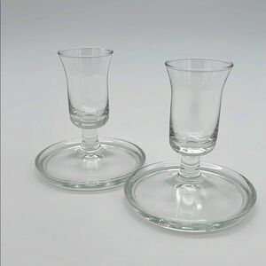 Royal Leerdam Holland Dainty Clear Glass Candleholders (Set of 2)